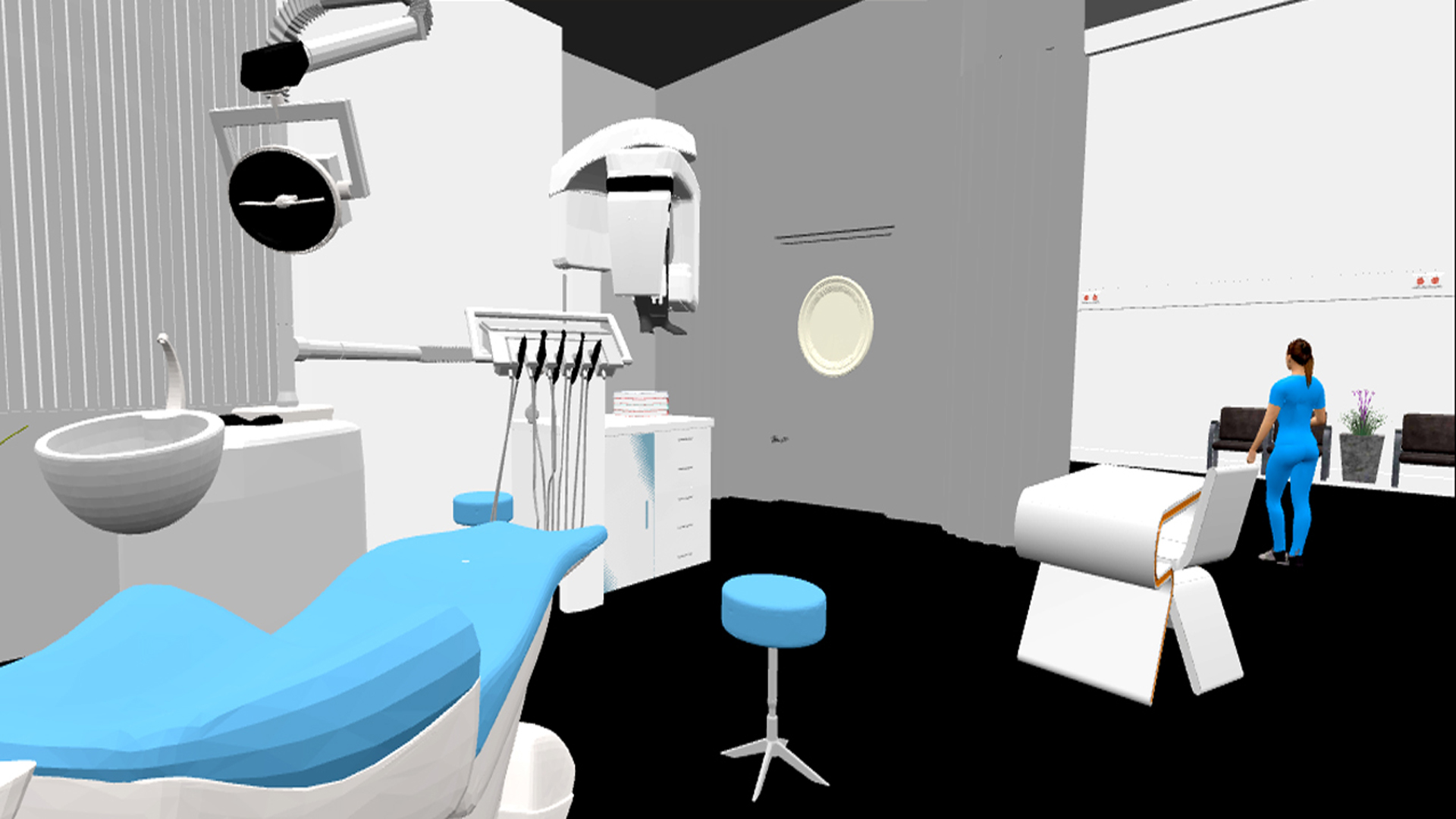 Fig. 2: DentisfuturisVR : le cabinet dentaire en réalité virtuelle.